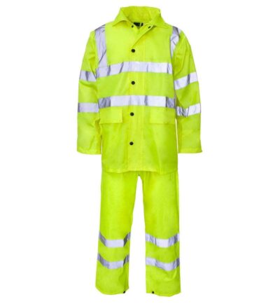 Hi Viz Waterproof Rainsuit Mens Rain Suit Set High Vis Visibility Jacket Trouser