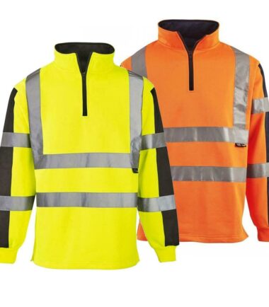 Hi Vis 2 Tone Construction Safety Workwear Traffic Rugby Shirt Visibility jumper