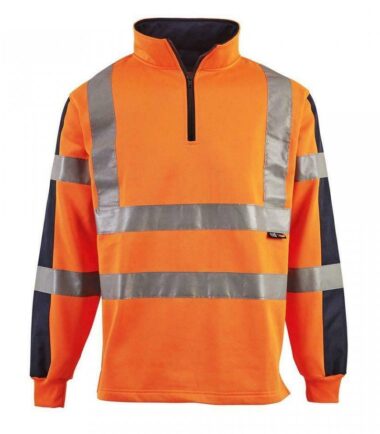 Hi Vis 2 Tone Construction Safety Workwear Traffic Rugby Shirt Visibility jumper