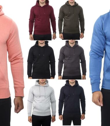 Mens Pullover Hoodie Hooded Sweatshirt Fleece Top Plain Hoody Jumper S - 5XL