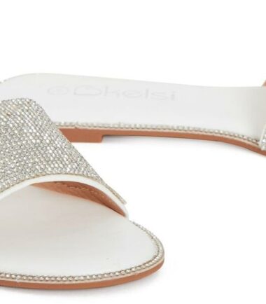 Shelikes Womens Diamante Ladies Flat Comfortable Slip On Summer Sliders UK Size