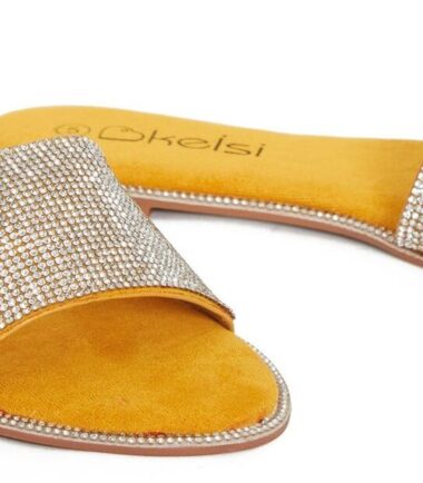 Shelikes Womens Diamante Ladies Flat Comfortable Slip On Summer Sliders UK Size