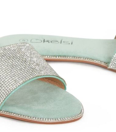 Shelikes Womens Diamante Ladies Flat Comfortable Slip On Summer Sliders UK Size