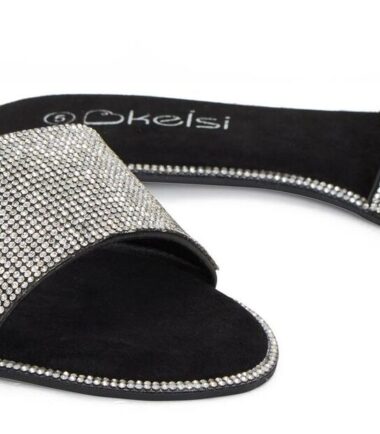Shelikes Womens Diamante Ladies Flat Comfortable Slip On Summer Sliders UK Size