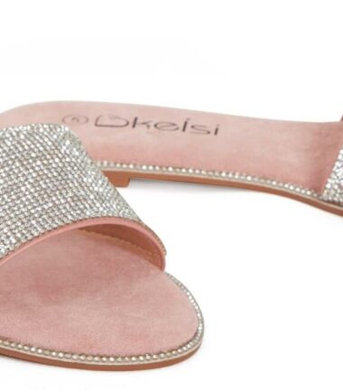 Shelikes Womens Diamante Ladies Flat Comfortable Slip On Summer Sliders UK Size