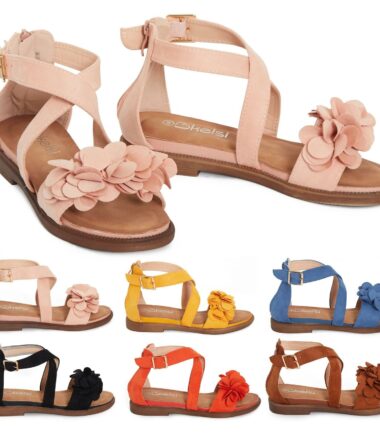 Womens Sandals Comfortable Summer Flower Buckle Detail Open Toe Shoes