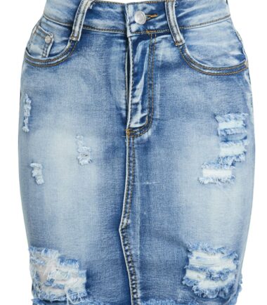 Ladies Ripped Summer Jeans Acid Wash Distressed Denim Frayed Short Mini Skirt