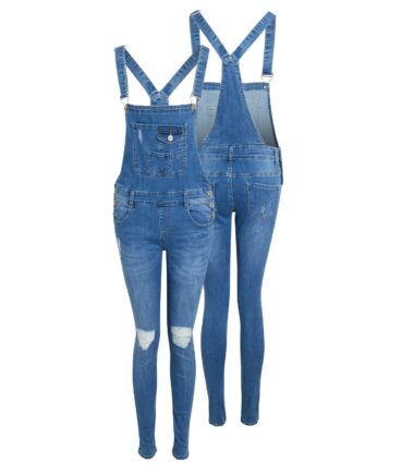 Shelikes Womens Denim Dungaree Trousers Jean Jumpsuit Blue Summer Size
