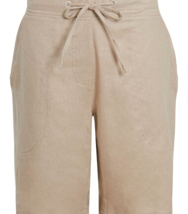 Womens Summer Holiday Linen Black White Stone Comfort Shorts Black White Stone