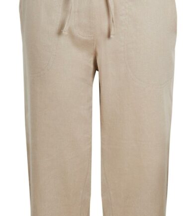 Womens 3/4 Length Summer Holiday Linen Black White Stone Comfort Trousers