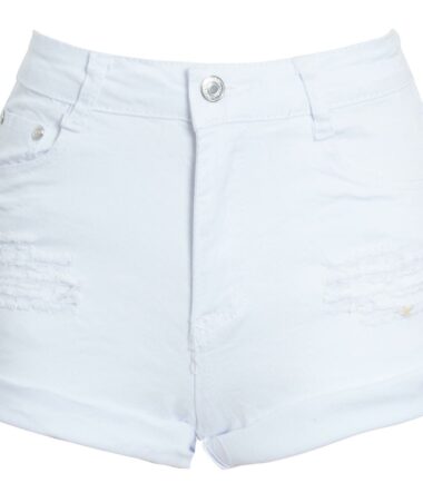 Shelikes Womens High Waisted Ripped Distressed Stud Denim Shorts Hotpants
