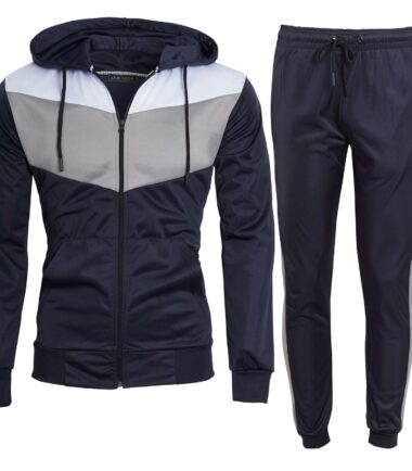 Mens Exercise Gym Jogging Casual Skinny Chevron Hoodie Sweat Tracksuit Bottoms