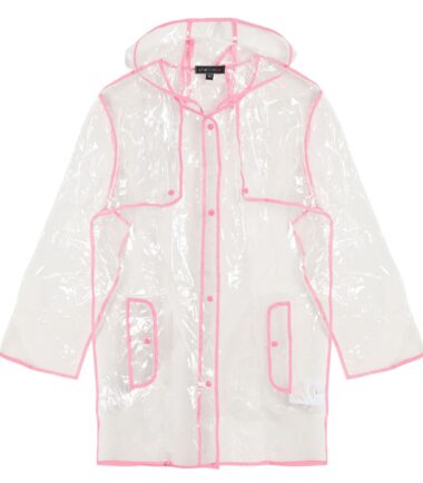 Shelikes Womens Ladies Transparent Clear Black Waterproof Raincoat Rain Mac