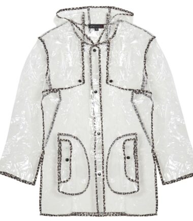 Shelikes Womens Ladies Transparent Clear Black Waterproof Raincoat Rain Mac