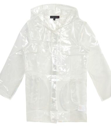 Shelikes Womens Ladies Transparent Clear Black Waterproof Raincoat Rain Mac