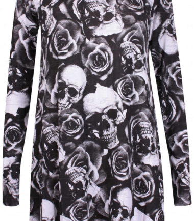 GIRLS SWING DRESS LONG SLEEVE SKATER TOP KIDS PLAIN PRINTED 3-13 YEARS CHRISTMAS