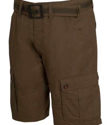 Mens Cotton Cargo Shorts three quarters Turn Up Belted Zip Pockets UK Size