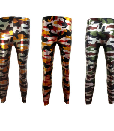 GIRLS ARMY METALLIC LEGGINGS CAMOUFLAGE KIDS FOIL SHINY KIDS CHILDRENS DANCEWEAR