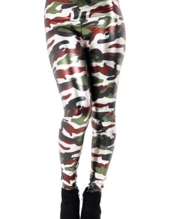 GIRLS ARMY METALLIC LEGGINGS CAMOUFLAGE KIDS FOIL SHINY KIDS CHILDRENS DANCEWEAR