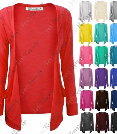 New Kids Girls Plain Open Front Pocket Boyfriend Cardigan Long Sleeve Shrug Top