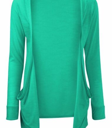 New Kids Girls Plain Open Front Pocket Boyfriend Cardigan Long Sleeve Shrug Top
