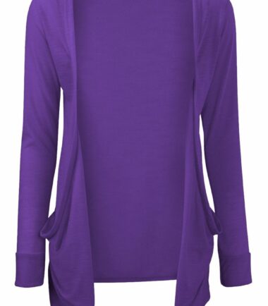 New Kids Girls Plain Open Front Pocket Boyfriend Cardigan Long Sleeve Shrug Top