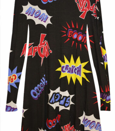 GIRLS SWING DRESS LONG SLEEVE SKATER TOP KIDS PLAIN PRINTED 3-13 YEARS CHRISTMAS