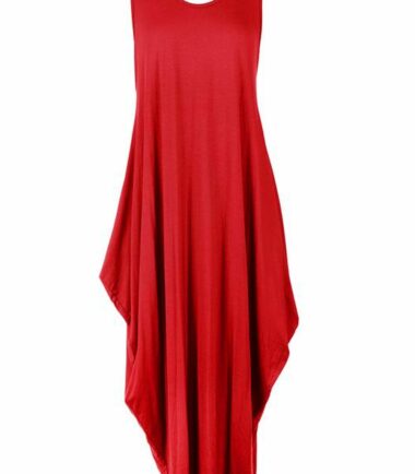 New Womens Italian Lagenlook Tulip Parachute Dress Stretchy Sleeveless Tunic Top