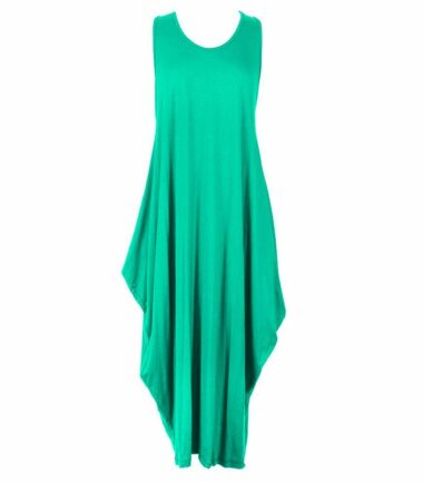 New Womens Italian Lagenlook Tulip Parachute Dress Stretchy Sleeveless Tunic Top