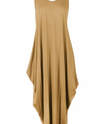 New Womens Italian Lagenlook Tulip Parachute Dress Stretchy Sleeveless Tunic Top