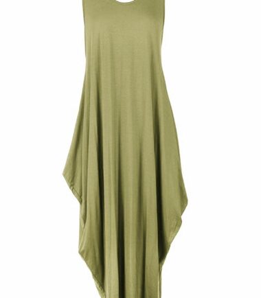 New Womens Italian Lagenlook Tulip Parachute Dress Stretchy Sleeveless Tunic Top