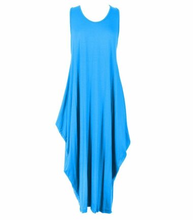 New Womens Italian Lagenlook Tulip Parachute Dress Stretchy Sleeveless Tunic Top