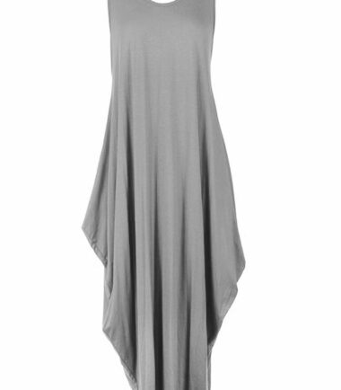 New Womens Italian Lagenlook Tulip Parachute Dress Stretchy Sleeveless Tunic Top