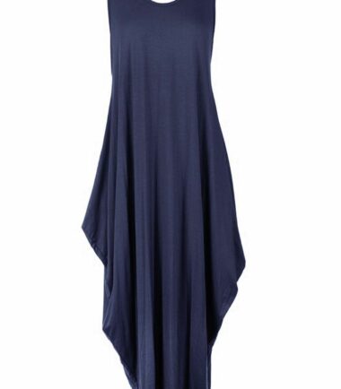 New Womens Italian Lagenlook Tulip Parachute Dress Stretchy Sleeveless Tunic Top