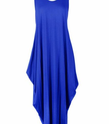 New Womens Italian Lagenlook Tulip Parachute Dress Stretchy Sleeveless Tunic Top