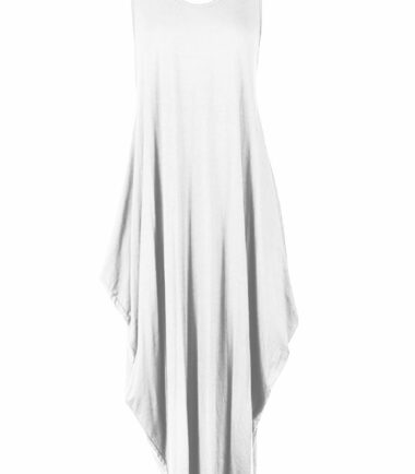 New Womens Italian Lagenlook Tulip Parachute Dress Stretchy Sleeveless Tunic Top