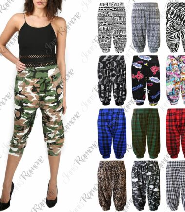 New Womens Animal Print 3/4 Hareem Alibaba Baggy Overseized Short Leggings Pants