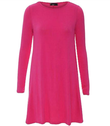 GIRLS SWING DRESS LONG SLEEVE SKATER TOP KIDS PLAIN PRINTED 3-13 YEARS CHRISTMAS