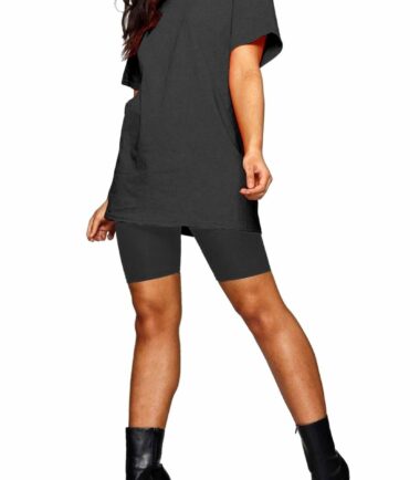Womens-Plain-Oversized-Baggy-Top-Cycling-Shorts-Set-Casual-Active-Lounge-Wear Womens Plain Oversized Baggy Top Cycling Shorts Set Casual Active Lounge Wear