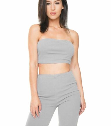 New Womens Plain Bandeau Boobtube Bra Crop Top Cycling Shorts 2 Piece Co-ord Set