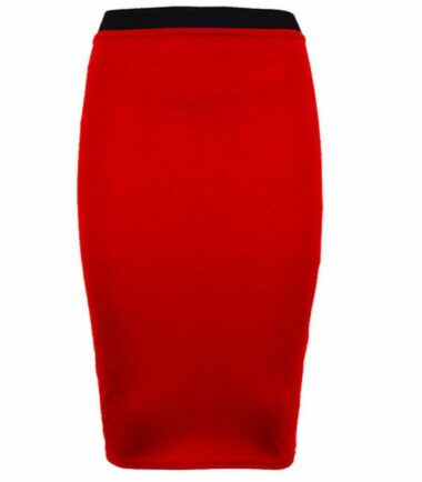 NEW WOMENS LADIES MIDI PENCIL PLAIN STRIPED BODYCON HIGH WAIST TUBE WIGGLE SKIRT