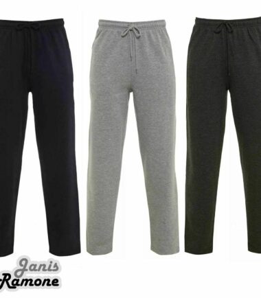 New Mens Plain Fleece Joggers Bottoms Zip Pocket Open Hem Casual Trousers Pants