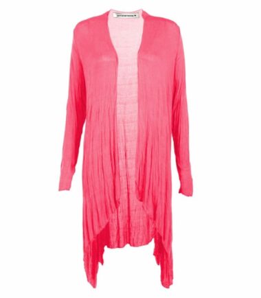 New Womens Plain Long Sleeve Open Front Stretchy Floaty Waterfall Cardigan Top