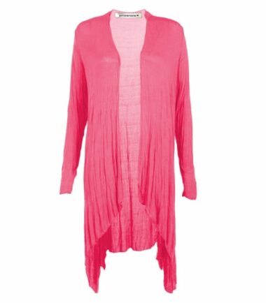 New Womens Plain Long Sleeve Open Front Stretchy Floaty Waterfall Cardigan Top
