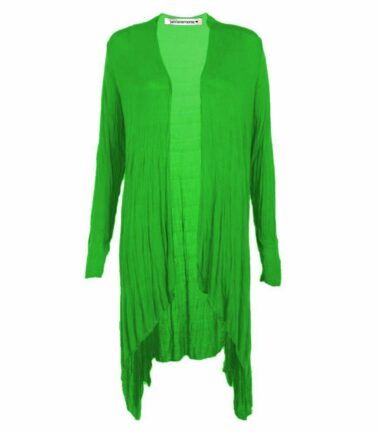 New Womens Plain Long Sleeve Open Front Stretchy Floaty Waterfall Cardigan Top