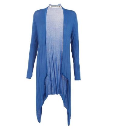 New Womens Plain Long Sleeve Open Front Stretchy Floaty Waterfall Cardigan Top
