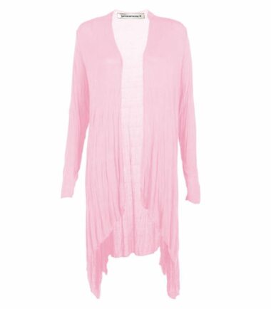 New Womens Plain Long Sleeve Open Front Stretchy Floaty Waterfall Cardigan Top