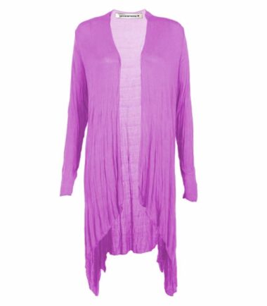 New Womens Plain Long Sleeve Open Front Stretchy Floaty Waterfall Cardigan Top