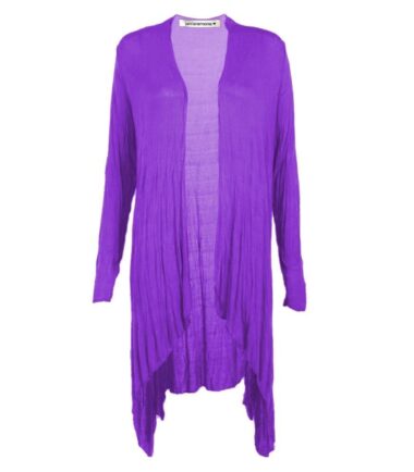 New Womens Plain Long Sleeve Open Front Stretchy Floaty Waterfall Cardigan Top