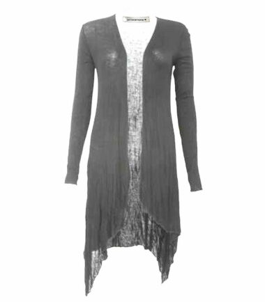 New Womens Plain Long Sleeve Open Front Stretchy Floaty Waterfall Cardigan Top